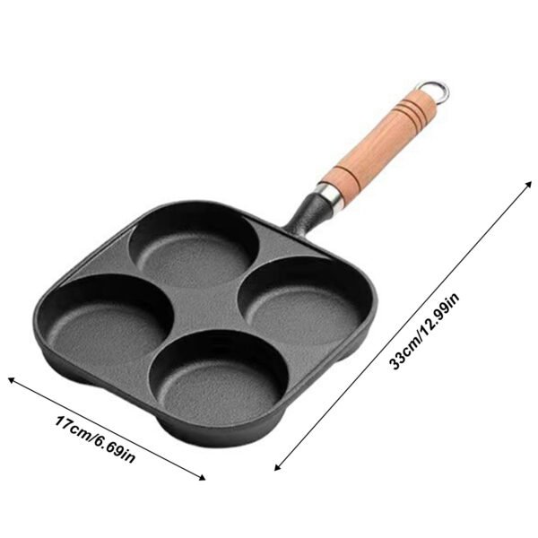 4-Cup Cast Iron Egg & Pancake Pan Non-Stick Omelette Skillet