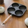 4-Cup Cast Iron Egg & Pancake Pan Non-Stick Omelette Skillet
