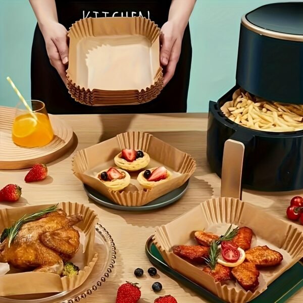 10pcs Non-Stick Air Fryer Liners Brown Paper Sheets for Baking