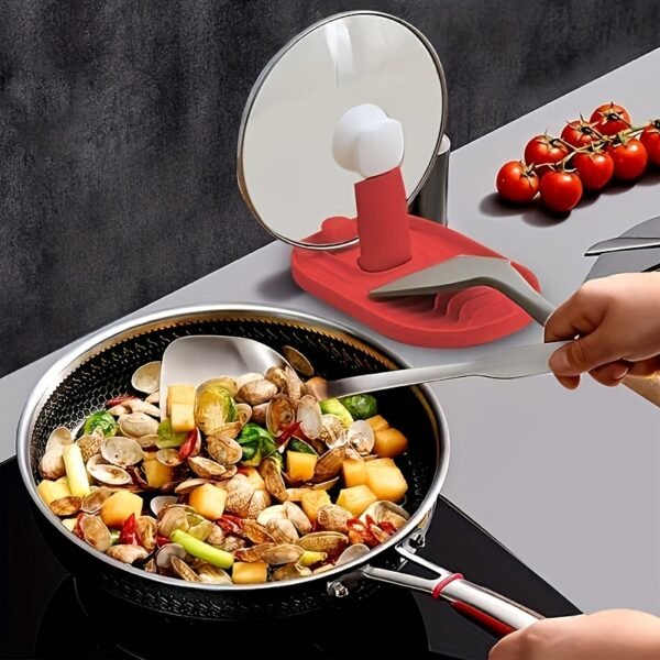 1pc Kitchen Pot Lid Holder and Spoon Rest random color