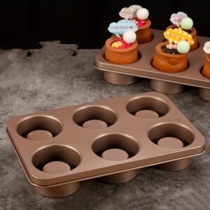6-Cup Non-Stick Bundt Cake Pan Golden Carbon Steel Mold