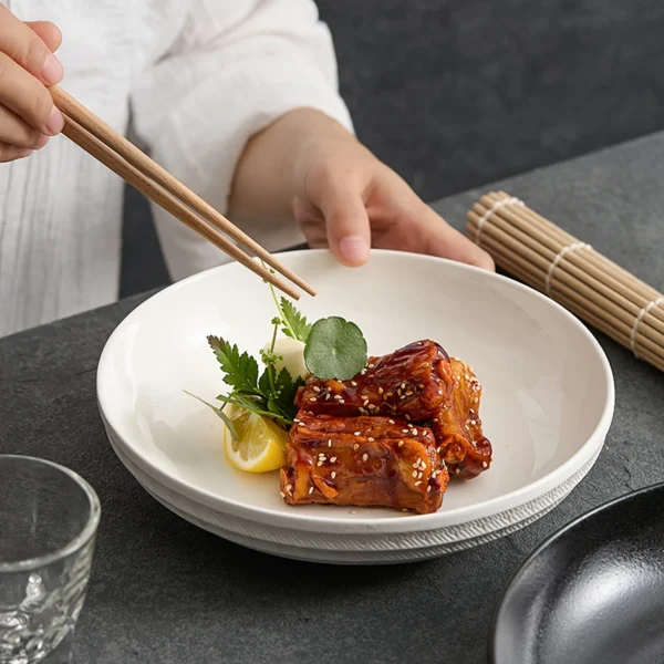 Ceramic Deep Plate with Jumping Knife Pattern | Kitchen Tool