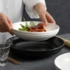 Ceramic Deep Plate with Jumping Knife Pattern | Kitchen Tool